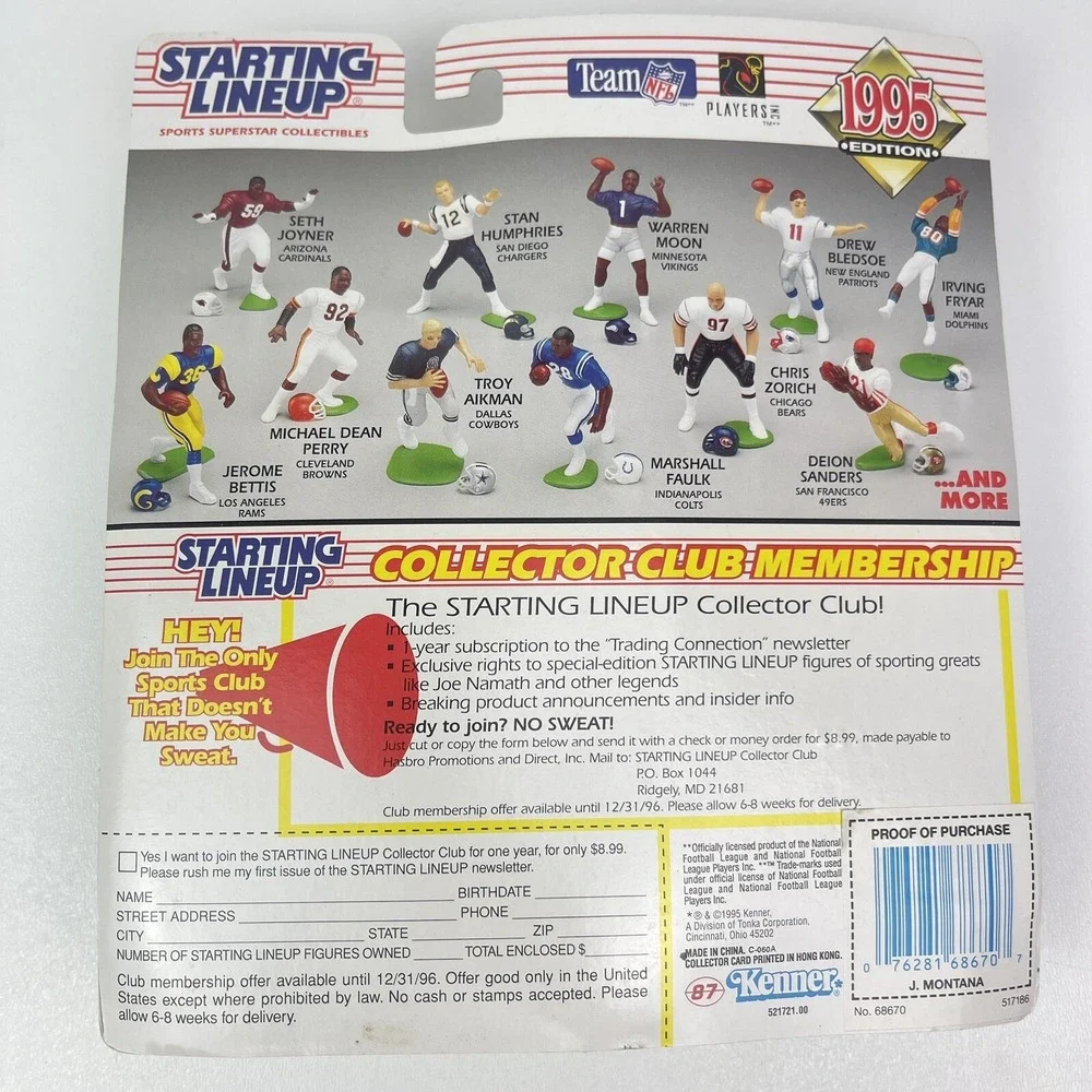 1995 Kenner Starting Lineup JOE MONTANA Retirement Edition Kansas City Chiefs